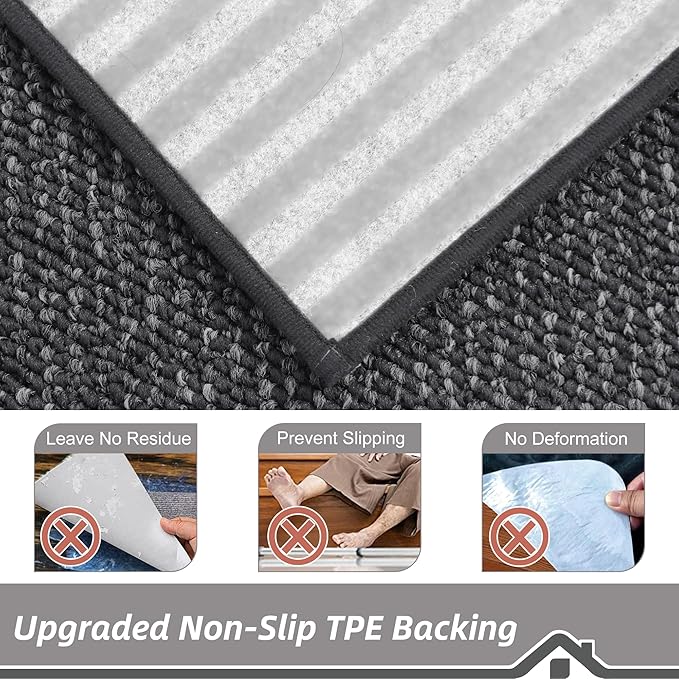 BEQHAUSE Stair Treads for Wooden Steps 28inX9in, Carpet Stair Treads Non Slip Indoor, Machine Washable Stair Runners for Kids Elders and Pets, Carpet for Stair Rugs Mat, TPE Backing, 4pcs, Charcoal