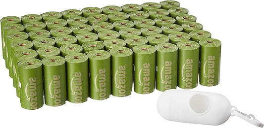 Amazon Basics Premium Leak Proof Dog Poop Bags with Dispenser and Leash Clip, Brazilian Mango Scented, 13" x 9", 810 Count (54 Rolls of 15)