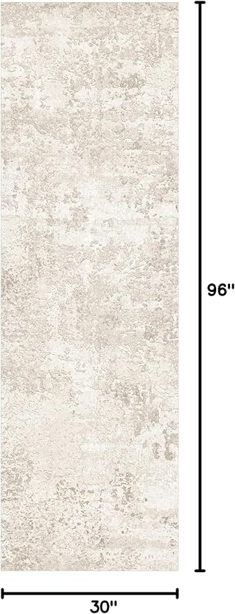 Art&Tuft Non-Slip Runner Rug - 2‘6x8 Runner Rug Washable Low-Pile Rugs Runners, Soft Distressed Carpet Runner for Bedroom Bathroom Kitchen Laundry Living Room, Beige