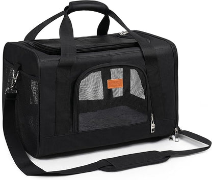 ROYPET Cat Carrier,Portable Pet Carrier Bag for Cats and Small Dogs,Foldable Soft-Sided and Scratch-Proof mesh Cat Bag Pet Carriers,Airline Approved Pet Carrier,Pet Travel Carrier Up to 15 Lbs,Black