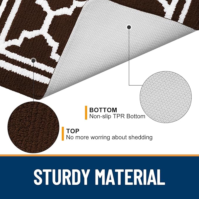 Buganda Large Indoor Door Mat, Dirt-Resistant and Absorbent Doormat, Anti-Slip, Low Profile Floor Mats for Inside Entryway, Front, and Back Door Entrance (59x35 Inches, Dark Brown)