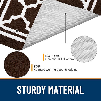 Buganda Large Indoor Door Mat, Dirt-Resistant and Absorbent Doormat, Anti-Slip, Low Profile Floor Mats for Inside Entryway, Front, and Back Door Entrance (59x35 Inches, Dark Brown)