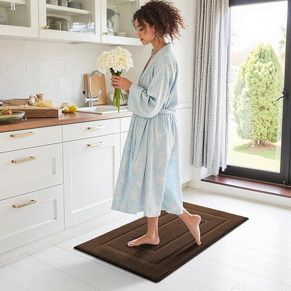 GRANNY SAYS Kitchen Mats for Floor Resist Dirt Kitchen Rugs Non Slip Washable, Small Rug for Sink Laundry Thick Durable Polypropylene Comfort Standing, 32" x 20", Dark Brown