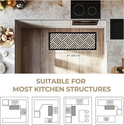 GRANNY SAYS Kitchen Mats for Floor, Kitchen Rugs Non Slip Washable, Runner Rugs for Kitchen Floor, 47" x 17.7", Stain Resistant Comfort Standing Mat Made of 100% Polypropylene, Black