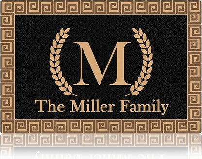 Custom Doormat with Family Name Fashion Personalized Entryway Door Mat Front Door Mat for Outdoor Decor Entrance Mat Customised Rug Christmas Housewarming Gift with Anti-Slip Backing