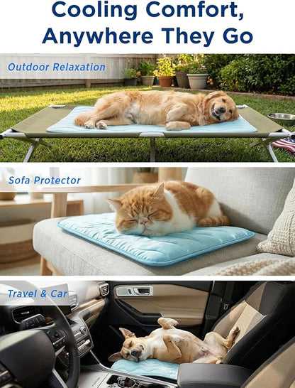 furrybaby Dog Cooling Mat for Large Dogs, 30"x20" Self Cooling Pet Cooling Mat for Dogs & Cats, QMAX>0.5, Thickened Cool Fiber, Cooling pad for Dog Bed, Durable Portable Indoor/Outdoor Summer,Blue