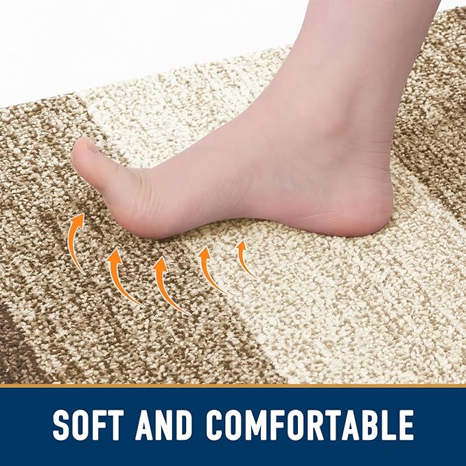 Smiry Dog Door Mat for Muddy Paws, Absorbs Moisture and Dirt, Low-Profile Entryway Mat with Non-Slip Backing, Entry Indoor Outdoor Doormat for Inside Floor (48x32 Inches, Khaki, Striped)