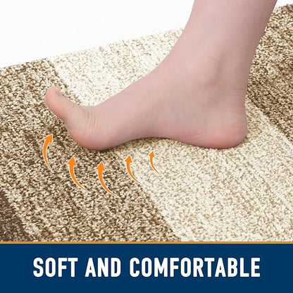 Smiry Dog Door Mat for Muddy Paws, Absorbs Moisture and Dirt, Low-Profile Entryway Mat with Non-Slip Backing, Entry Indoor Outdoor Doormat for Inside Floor (59x35 Inches, Khaki, Striped)