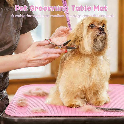 Dog Grooming Table Mat Pad Non Slip，Silicone Durable Premium Non-Slip Dog Bath Mat，Slip Mat - Bathing Mat for Pets，22.45inchX15.75inch (Pink)