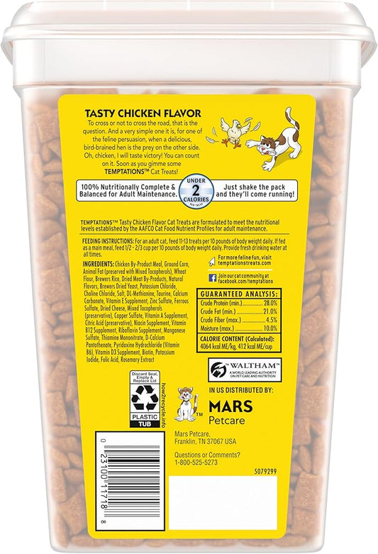 Temptations Cat Treats Classic Crunchy and Soft Cat Treats, Tasty Chicken Flavor, 30 oz. Tub