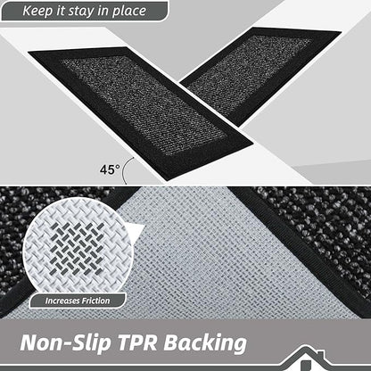 BEQHAUSE Indoor Door Mat 20" x 48", Dirt Trapper Door Mats Non-Slip Entryway Rugs Washable, Resist Dirt Absorbent Welcome Mat, Low Profile Floor Mats for Front Back Door and Entryway, Black