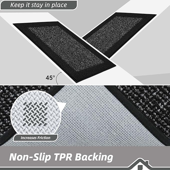 BEQHAUSE Indoor Door Mat 24" x 36", Dirt Trapper Door Mats Non-Slip Entryway Rugs Washable, Resist Dirt Absorbent Welcome Mat, Low Profile Floor Mats for Front Back Door and Entryway, Black