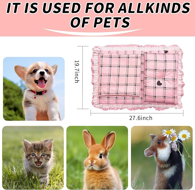Pet Stroller Pad, Anti-Slip Bottom, Removable & Washable Dog Pillow & Quilt Set (Pink)