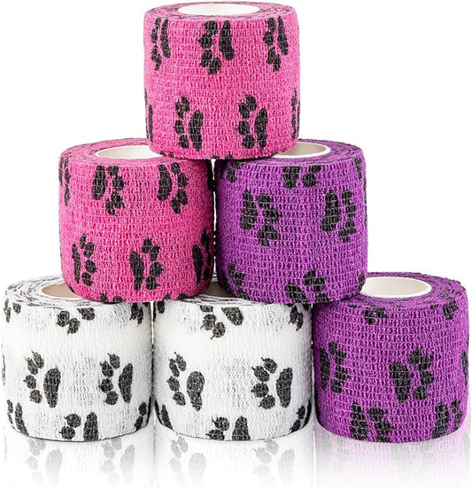 AUPCON Vet Wrap Cohesive Bandages Bulk Self Adhesive Bandage Wrap Self Adherent Wrap Non-Woven for Dogs Pet Animals & Ankle Sprains & Swelling (2 Inch Mix)