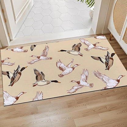 Flying Duck Skull Indoor Door Mat,Elegant Wildlife Floor Doormat,17x29.5in,Non Woven Non Slip Rubber Backing Nature and Bird Rug for Porch Insider,Bedroom,Kitchen,Doormats Gifts,Rv Camper Decor
