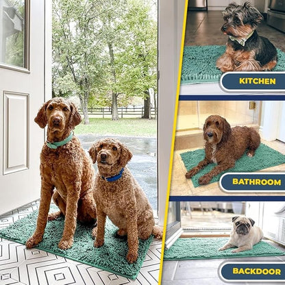 Muddy Mat® | Super Absorbent Door Mat Indoor, Microfiber Quick Dry Chenille Entryway Rug, Non-Slip Front Door Mat, Indoor Mats for Entryway, Machine Washable Pet Rug, Sea Green 36"x60"