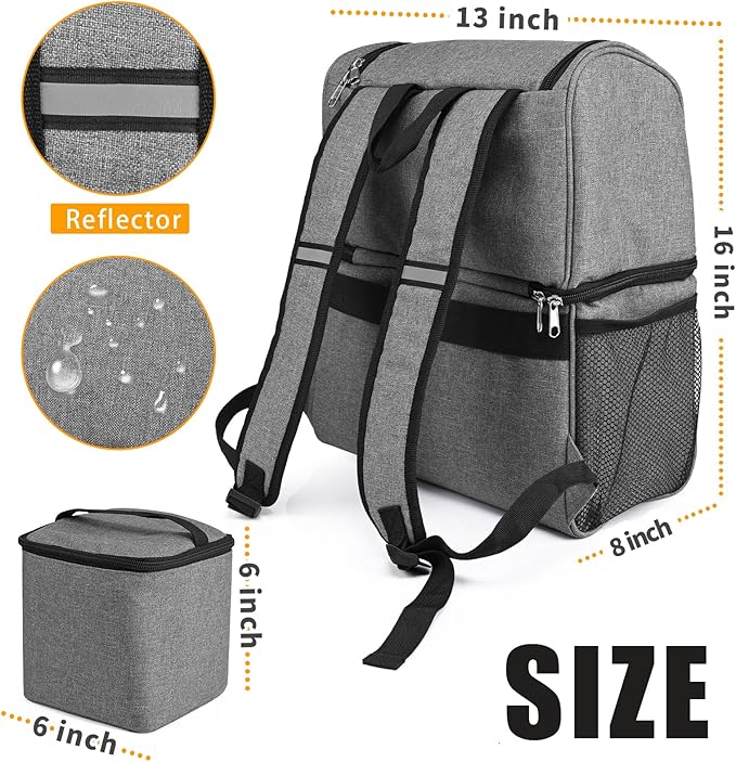 Dog Bags for Traveling Pet Diaper Bag Airline Approved Dog Food Travel Bag with 2 Food Storage Containers Bag Pet Camping Essentials Hiking Accessories Gift Gray