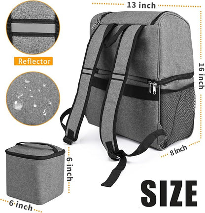 Dog Bags for Traveling Pet Diaper Bag Airline Approved Dog Food Travel Bag with 2 Food Storage Containers Bag Pet Camping Essentials Hiking Accessories Gift Gray