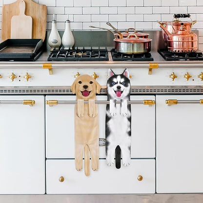 AGRIMONY Funny Husky Dog Puppy Hand Towels for Kitchen Bathroom - Dog Mom Dad Gifts for Women Men- Easter Mothers Fathers Days Valentines Day Housewarming Gifts for Animal Lovers