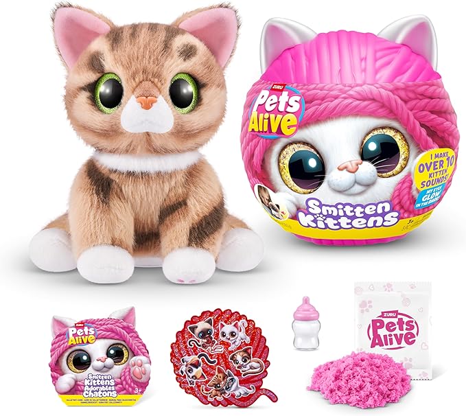 Pets Alive Smitten Kittens Surprise (Tabby Cat Ginger) by ZURU Nurture Play Soft Toy Unboxing Adopt Interactive 10 Sounds