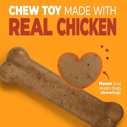 Nylabone Original Bone Strong Chew Toy for Dogs Made with Real Chicken, Durable Dog Chew Bones for Aggressive Chewers, Long-Lasting Flavor Keeps Dogs Busy, Small Dog Toys - Up to 25 lbs, 1 Count