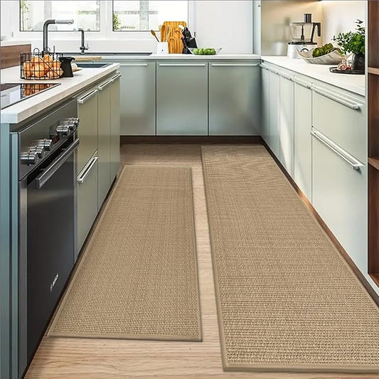 Artoid Mode Washable Non Slip Kitchen Rugs and Mats Set of 3, Rubber Backing Absorbent Kitchen Mats for Floor Front of Sink - 24"x36"+24"x60"+24"x72"