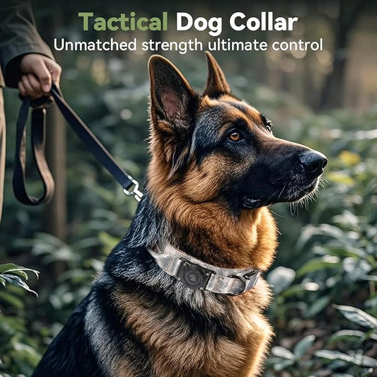 2026 Upgrade Waterproof AirTag Dog Collar, Military Tactical Dog Collar with AirTag Holder, Comfortable Control Handle and Metal Buckle, GPS Dog Collar Holder for Medium to Large Dog(Digital camo, M)