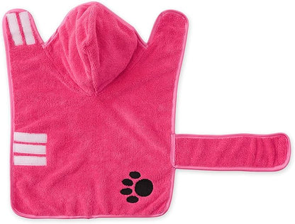 Bone Dry Pet Robe Collection, Embroidered Absorbent Microfiber Bath Robe with Adjustable Closure, for Dogs & Cats, Small, Raspberry Sorbet
