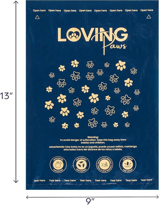 LOVING Paws Premium Dog Waste Bags – 350 Extra-Thick, Leak-Proof & Durable Poop Bags with Dispenser & Leash Clip – Unscented, Easy-Tear, Heavy-Duty Pet Waste Bags for All Dog Sizes