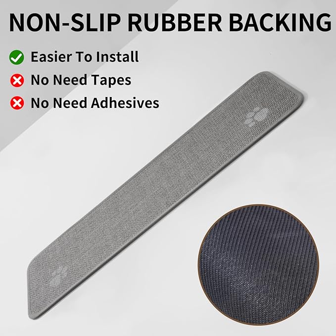 Square Stair Treads Non Slip Indoor 1PCS, Rubber Backing Stair Runner Rugs for Wooden Steps, Residue Free Stair Carpet Treads for Kids Elders Pets, Machine Washable Stair Mats, Gray, 30" x 30"