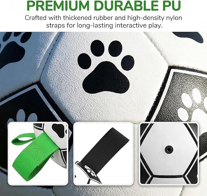 Dog Toys, World Cup Soccer Ball with Straps, Interactive Lightweight Dog Toys for Outdoor Play, Tug of War, Puppy Birthday Gifts, Water Toy - Ideal Pet Gift for Large Dogs (8 Inch)