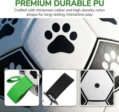 Dog Toys, World Cup Soccer Ball with Straps, Interactive Lightweight Dog Toys for Outdoor Play, Tug of War, Puppy Birthday Gifts, Water Toy - Ideal Pet Gift for Large Dogs (8 Inch)