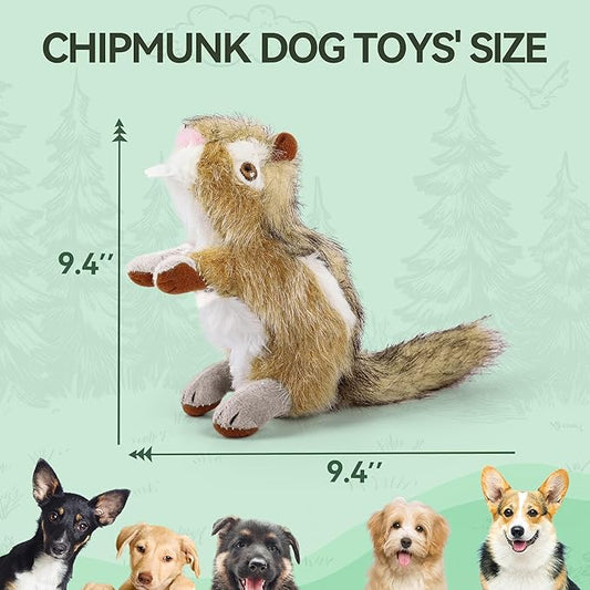 ALL FOR PAWS Squirrel Squeaky Doy Toy, Squirrel Dog Toy for Medium Large Breed, Puppy Fetch Toy with Squeaker, Plush Chew Dog Toy, 13.8 x 3.9 x 4.1inches, Chipmunk-L