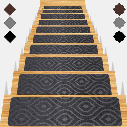 Stair Treads for Wooden Steps 15pcs - 8x30in Carpet Stairs Runner Indoor Non-Slip Stair Mats for Kids Elders and Pets