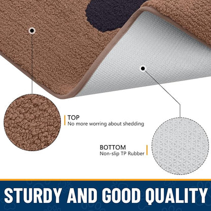 Smiry Dog Door Mat for Muddy Paws, Absorbs Moisture and Dirt, Low-Profile Entryway Mat with Non-Slip Backing, Entry Indoor Outdoor Doormat for Inside Floor (36x24 Inches, Camel and Black, Paw)