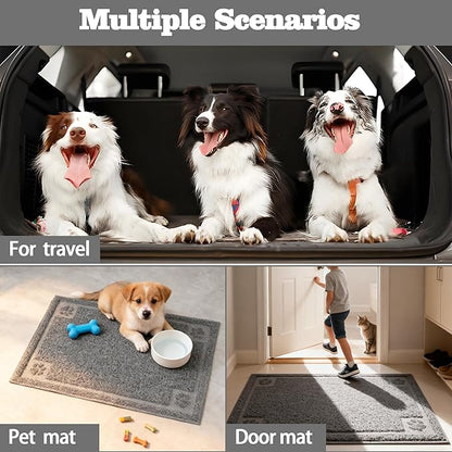 Darkyazi Pet Feeding Mat Large for Dogs and Cats,24"×16" Flexible and Easy to Clean Feeding Mat,Best for Non Slip Waterproof Feeding Mat. (Grey)