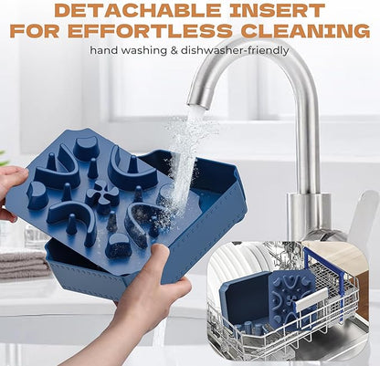 UPSKY Slow Feeder Dog Bowl, 2-in-1 Raised Dog Bowl with Anti-Choking Maze Puzzle, 2-6 Cups Pet Food for Small & Medium Breeds, Interactive Pet Feeder to Slow Eating, Reduce Boredom Blue
