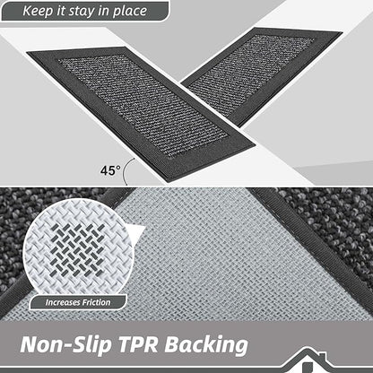 BEQHAUSE Indoor Door Mat 36" x 60", Dirt Trapper Door Mats Non-Slip Entryway Rugs Washable, Resist Dirt Absorbent Welcome Mat, Low Profile Floor Mats for Front Back Door and Entryway, Charcoal