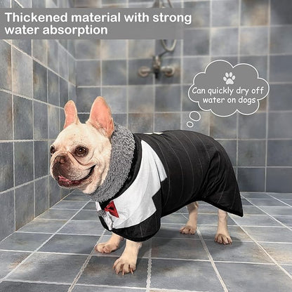 Bienbee Dog Bathrobe for Drying Dogs, Quick Drying Dog Robes for After Bath Super Absorbent Dogs Towel Cute Clothes Pajamas Coat, Black XXL