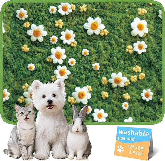Washable Pee Pads for Dogs, Reusable Puppy Potty Training Pads, Ultra-Absorbent Thick Waterproof Leak-Proof Non-Slip Pads & Mat for Crate, Playpen, Floor, Whelping & Housebreaking , 2 Pack 18"x24"