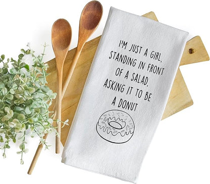 MAINEVENT I'm Just A Girl Standing in Front of A Salad Funny Dish Towel 18x24 Inch