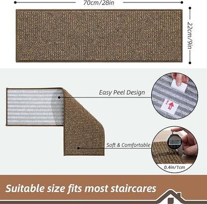 BEQHAUSE Stair Treads for Wooden Steps 28inX9in, Carpet Stair Treads Non Slip Indoor, Machine Washable Stair Runners for Kids Elders and Pets, Carpet for Stair Rugs Mat, TPE Backing, 15pcs, Brown
