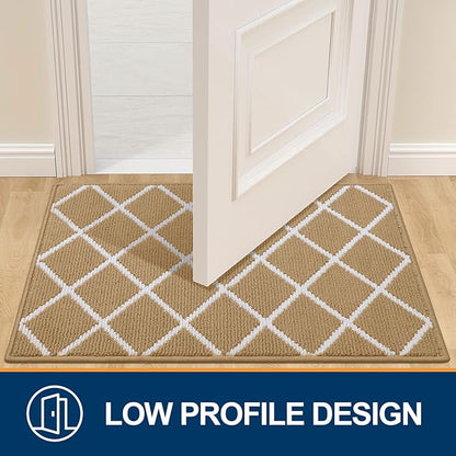 Finchitty Indoor Door Mat, Dirt Resistant and Absorbent, Low-Profile, Non-Slip, Washable Inside Floor Mats for Front Door, Back, and Entrance, 36" x 24", Beige