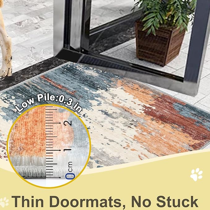 COMSLE Door Mat Soft Absorbent Indoor Front Entryway Rug Machine Washable Entrance Mats for Muddy Paws Non Slip Throw Rugs 32" x 48" Doormat for Inside Foyer Bedroom - Yellow