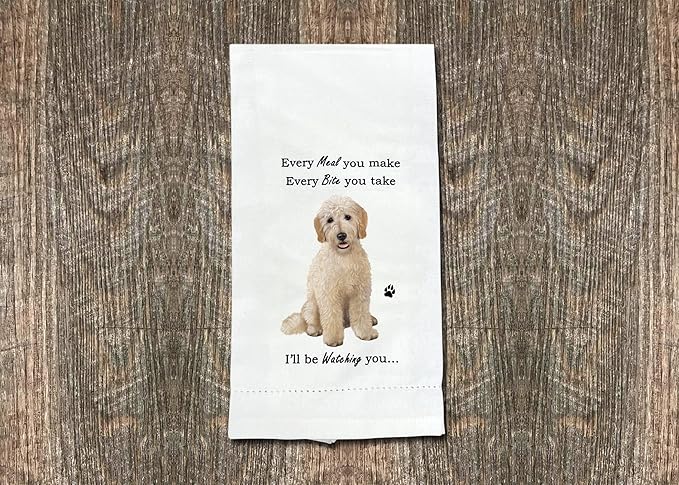 E&S Pets 711-134 Goldendoodle Kitchen Towel, Off-white