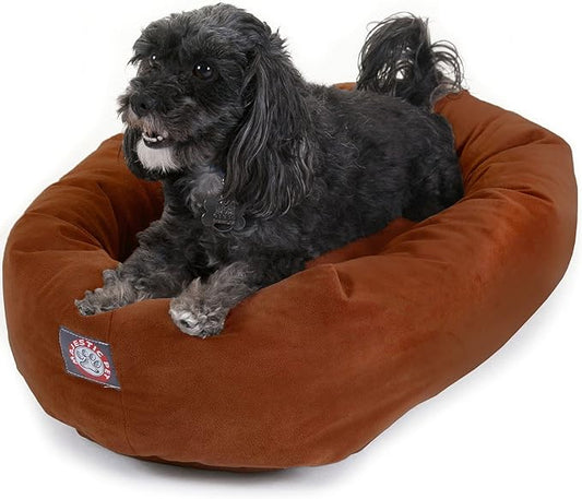 Majestic Pet Dog Bed, 24x19x7in, Rust - Soft Round Pet Bed with Spine Support, Calming Donut Bed for Small Dogs, Washable, High-loft Polyester Fill, Waterproof Base, 300/600 Denier