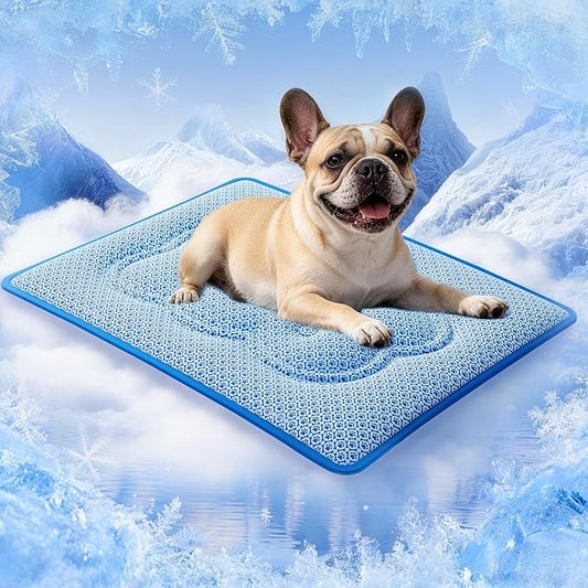 Dog Cooling Mat, Thick Cooling Mat for Dogs with PCM & Thermochromic Tech, Dual-Sided Durable Waterproof Cool Pet Bed Mat for All-Year Use, Q-Max>0.5, Machine Washable, Non-Toxic - M(19" x 29")