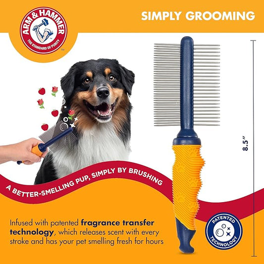 Arm & Hammer Deodorizing Dog Comb with Fragrance Transfer Technology – Scented Dog Grooming Comb for Detangling & Shedding, Dematting Tool For Dogs, Sweet Apple & Rose Scent