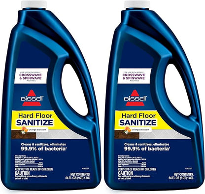 Bissell Hard Floor Sanitize Formula,25041,64 Fl Oz CrossWave & Spinwave,Use on Sealed Hard Floors,Orange Bloosom,(Pack of 2)