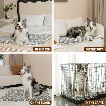 Mora Pets Cat Bed Dog Crate Pad Ultra Soft Pet Bed with Cute Star Print Washable Reversible for Small Dogs 14 x 17.5 inch 2 Pack Grey